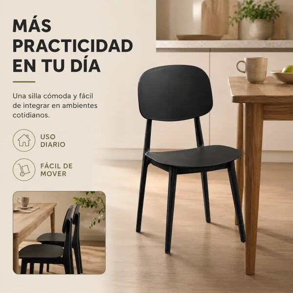 Silla Comedor ComboHome Visby Blanca Diseño Moderno Calidad Color Negro