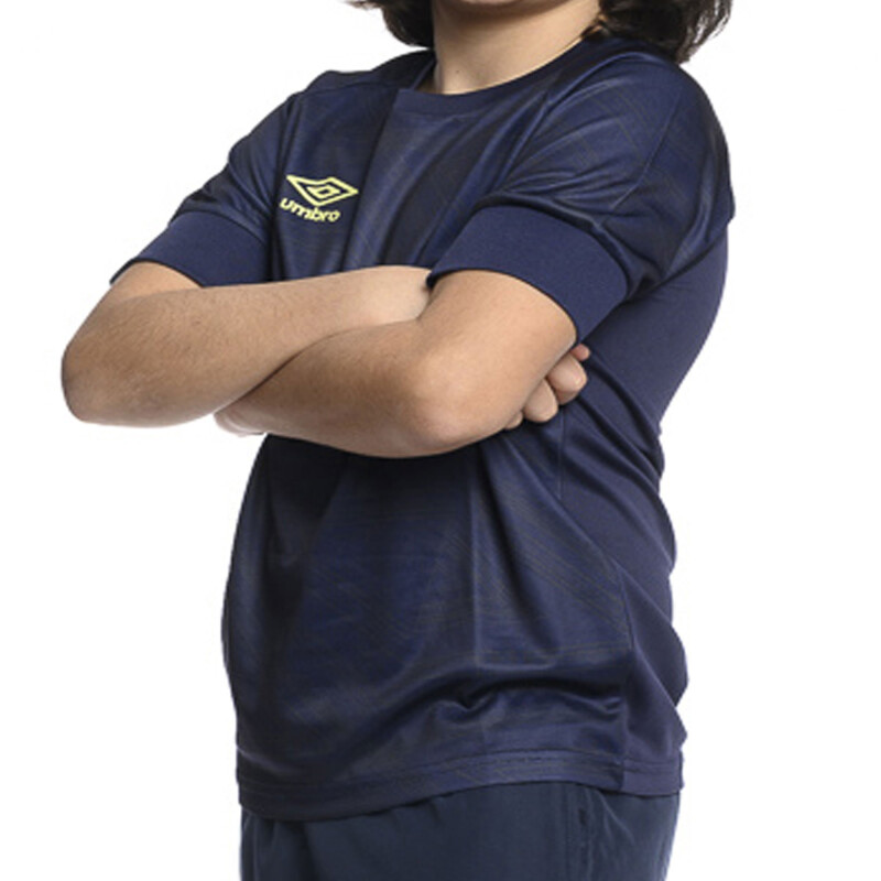Remera Infantil Umbro Zagz Junior Azul Marino - Verde Lima