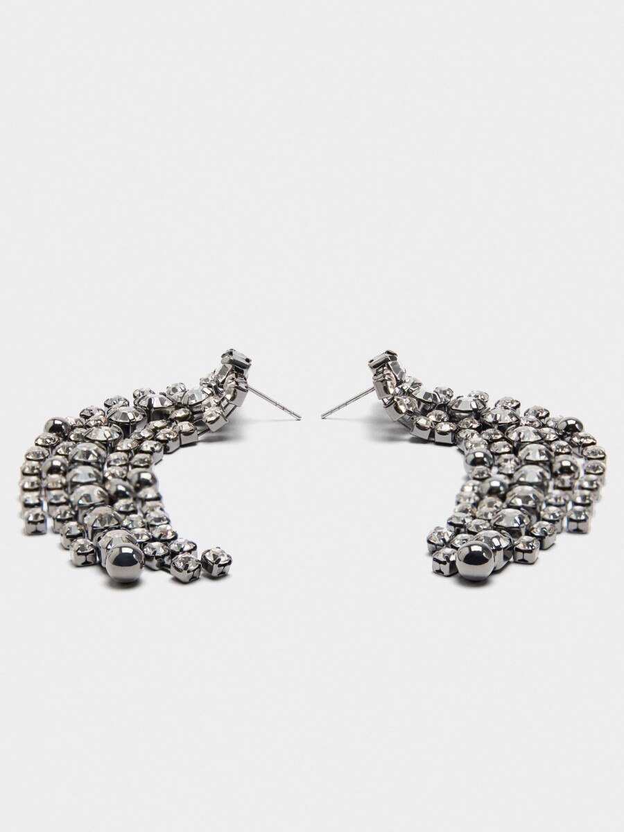Pendientes Largos De Cristales plateado