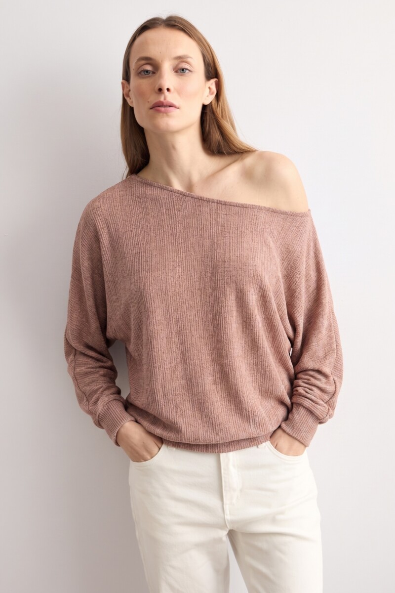 Blusa manga dolman tostado melange