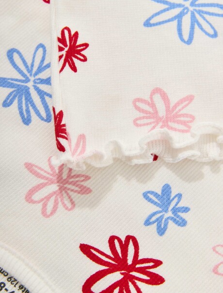 BLUSA CON ESTAMPADO EN TELA ACANALADA BEIGE