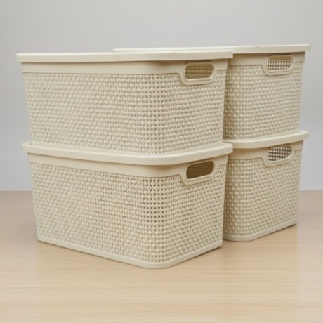 Set x4 Caja simil ratán 15 lts BEIGE