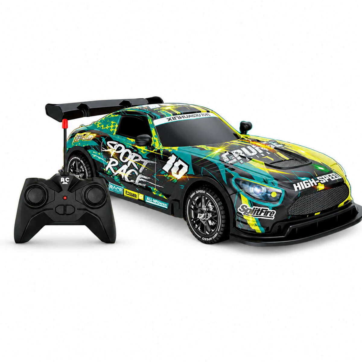 Auto a Control Remoto Monster Deportivo 1:16 Luces A Pilas - Amarillo/verde 