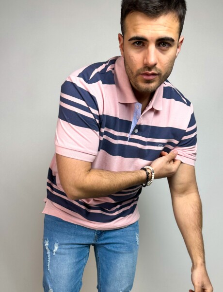 Polo rayada Magri Rosado