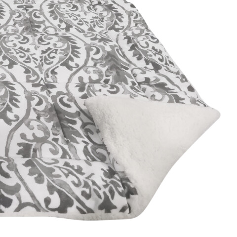 Acolchado Queen Size Terciopelo con Corderito Richmond 220 x 240 cm GRIS