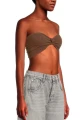 FLORAL FRILLS KNOTTED BANDEAU Marron