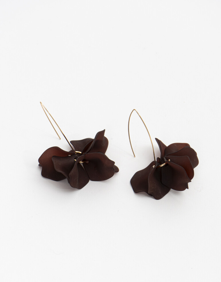 Aros Colgantes Largos Acrilico Aros Colgantes Flor Resina - Marron Carey