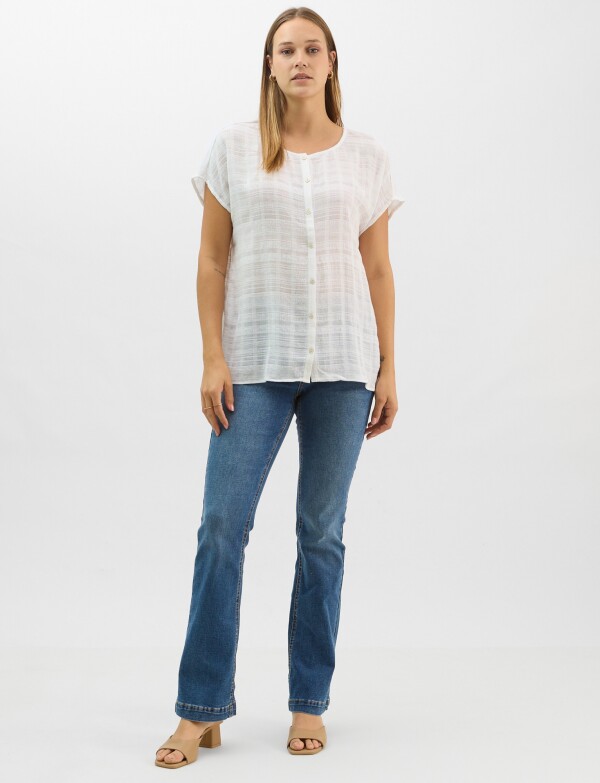 Blusa Fluida De Algodón Texturizado BLANCO