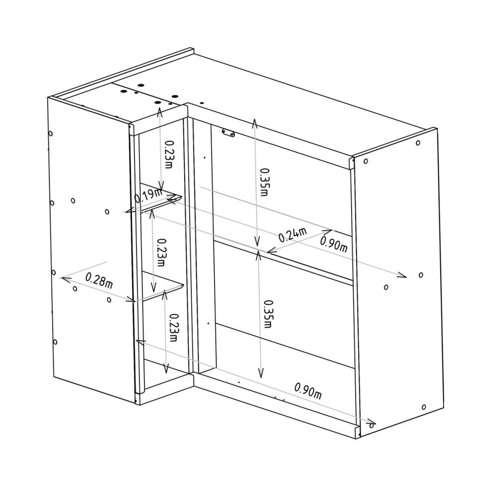 MODULO AEREO ESQUINERO 2 PUERTAS MODELO BLESS 0.90M Modulo Aereo Esquinero 2 Puertas Modelo Bless 0.90m