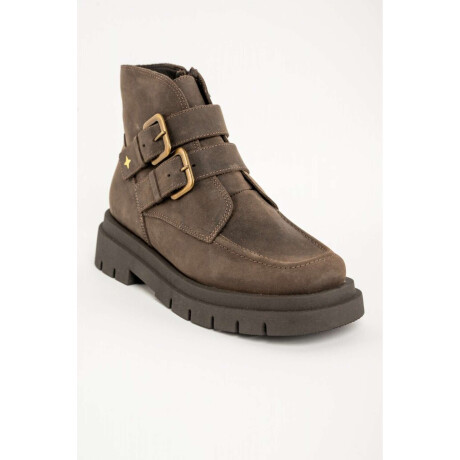 Bota Cuero Con Hebillas Vison