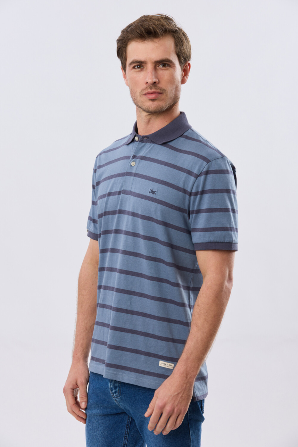 REMERA POLO RAYADA JERSEY Piedra
