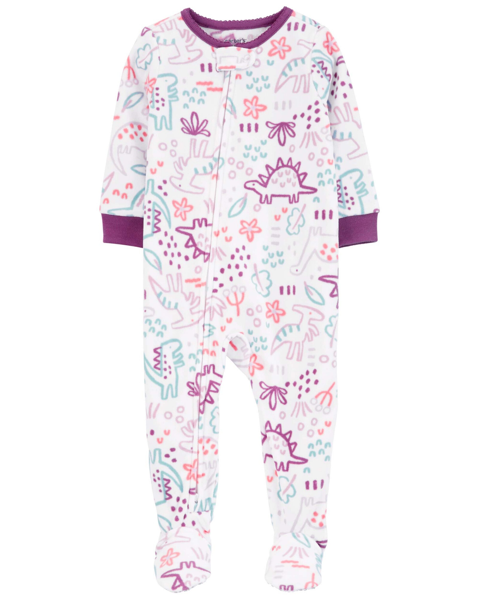 Pijama una pieza de micropolar con pie, diseño dinos Sin color