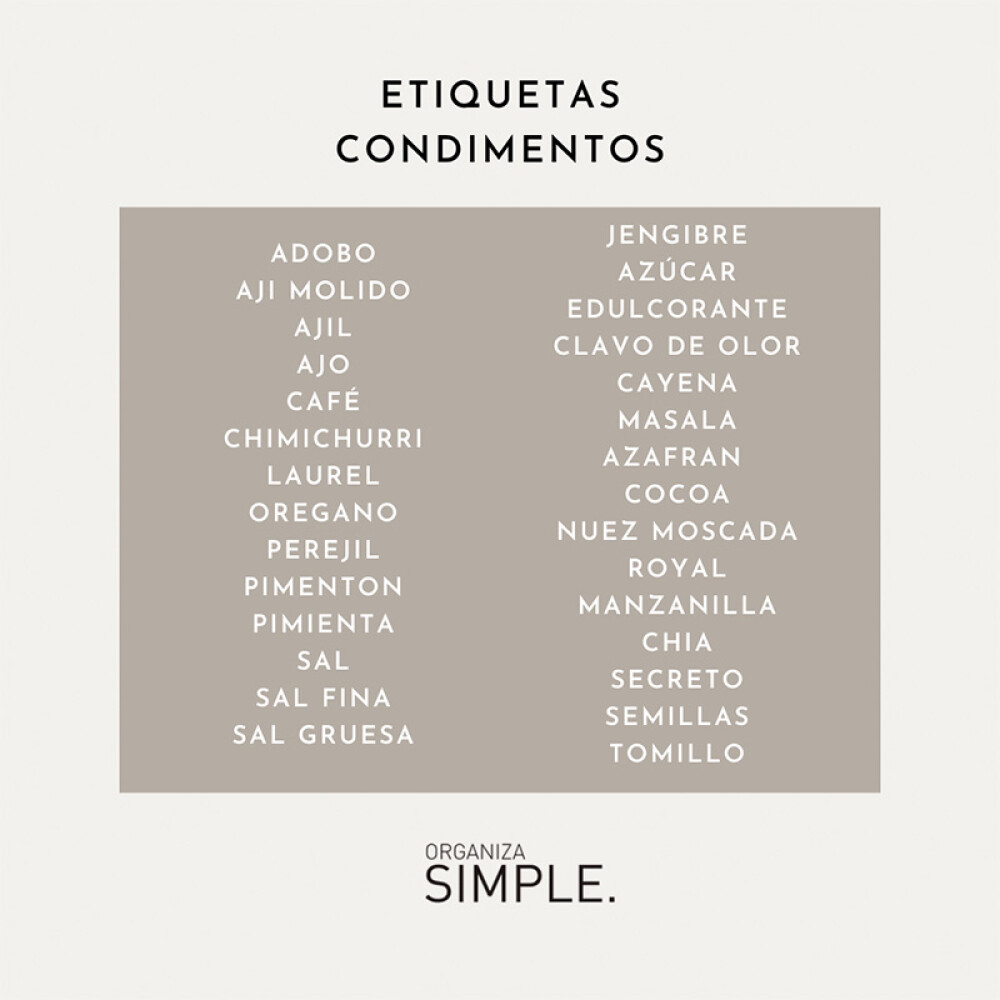 Etiquetas Condimentos Etiquetas Condimentos