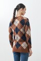 Cardigan con jacquard rombos azul marino