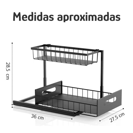 Organizador Multiuso Sobre y Bajo Mesada Rejilla Extraíble Negro