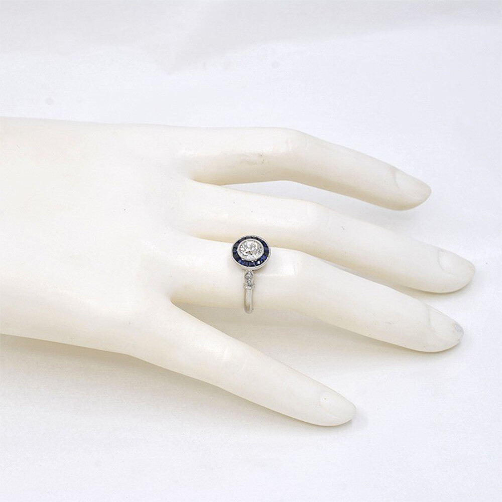 Anillo Platino, Brillantes Y Zafiros Sinteticos Anillo Platino, Brillantes Y Zafiros Sinteticos