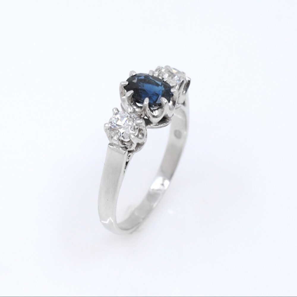 Anillo platino brillantes y zafiro Anillo platino brillantes y zafiro