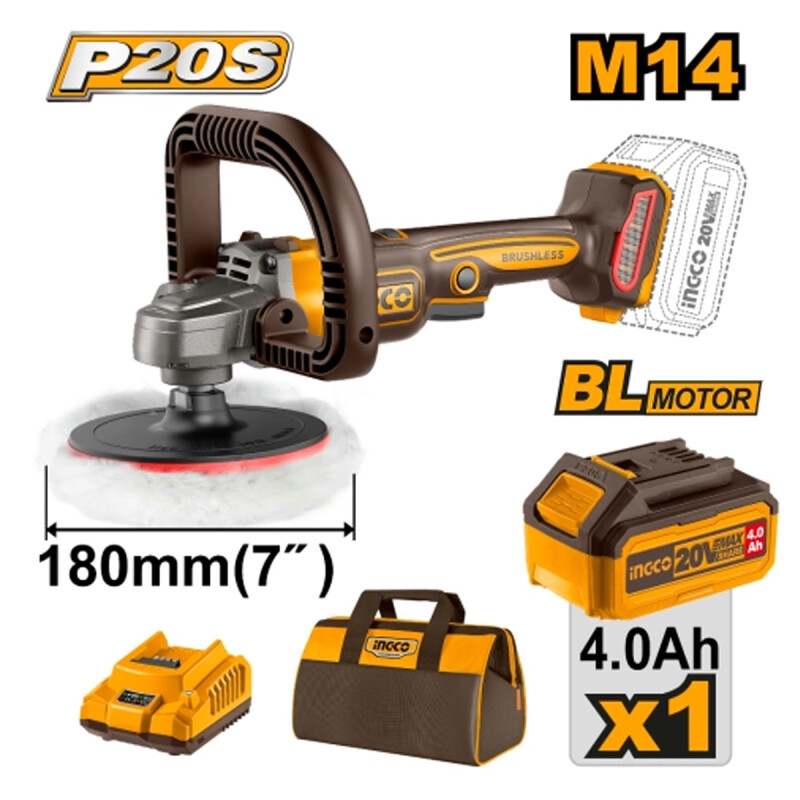LUSTRA PULIDORA A BATERIA 7´´ 20V P20S BRUSHLESS C/1 BAT + BOLSO DE HERRAMIENTAS LUSTRA PULIDORA A BATERIA 7´´ 20V P20S BRUSHLESS C/1 BAT + BOLSO DE HERRAMIENTAS