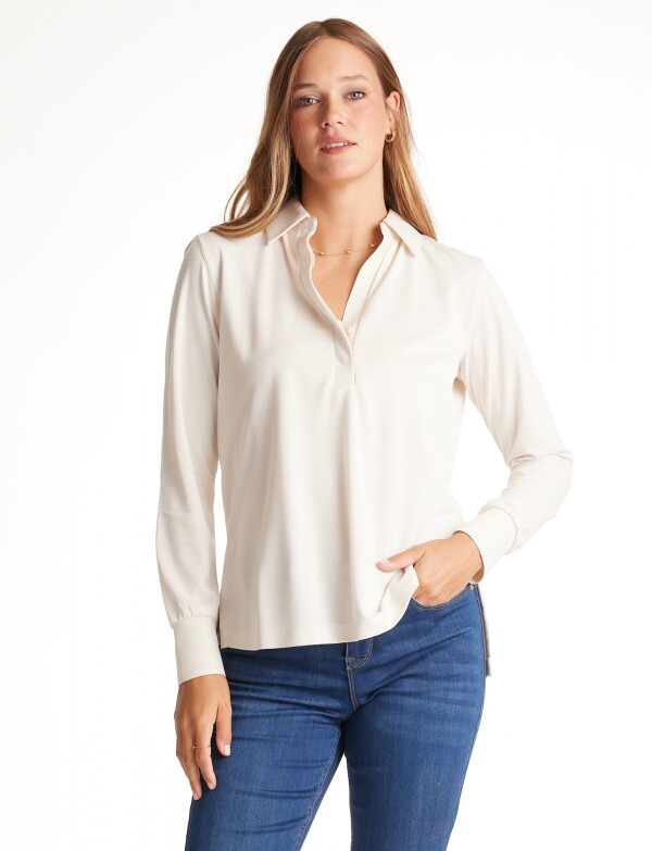 Remera Cuello Solapa BEIGE CLARO
