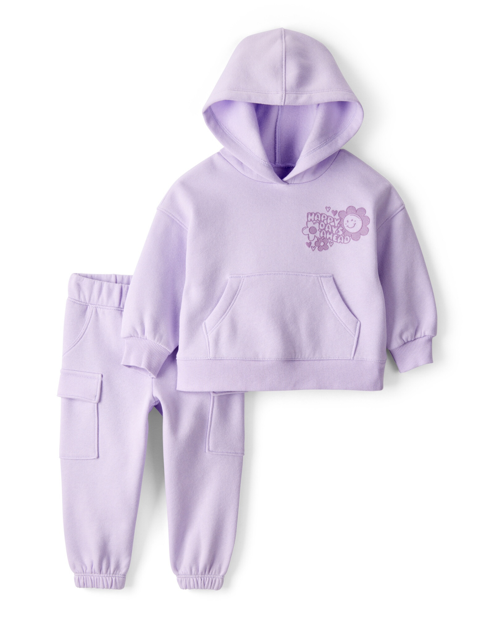 Set dos piezas de algodón, pantalón y canguro, púrpura Sin color