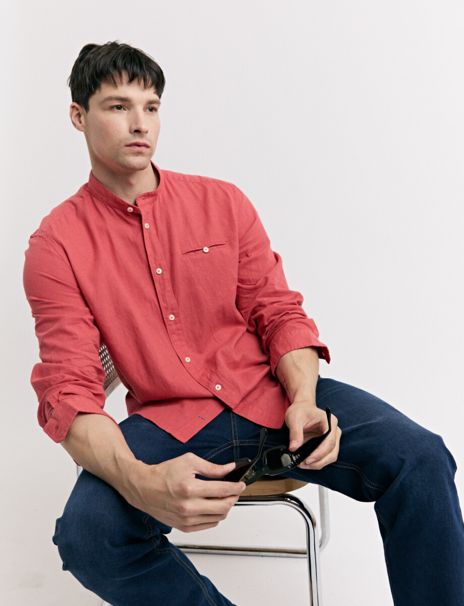 011954 CAMISA HARRINGTON LABEL LINO Coral