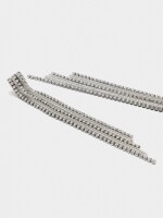 Pendientes Maxi Largos De Cadenas Y Cristales plateado