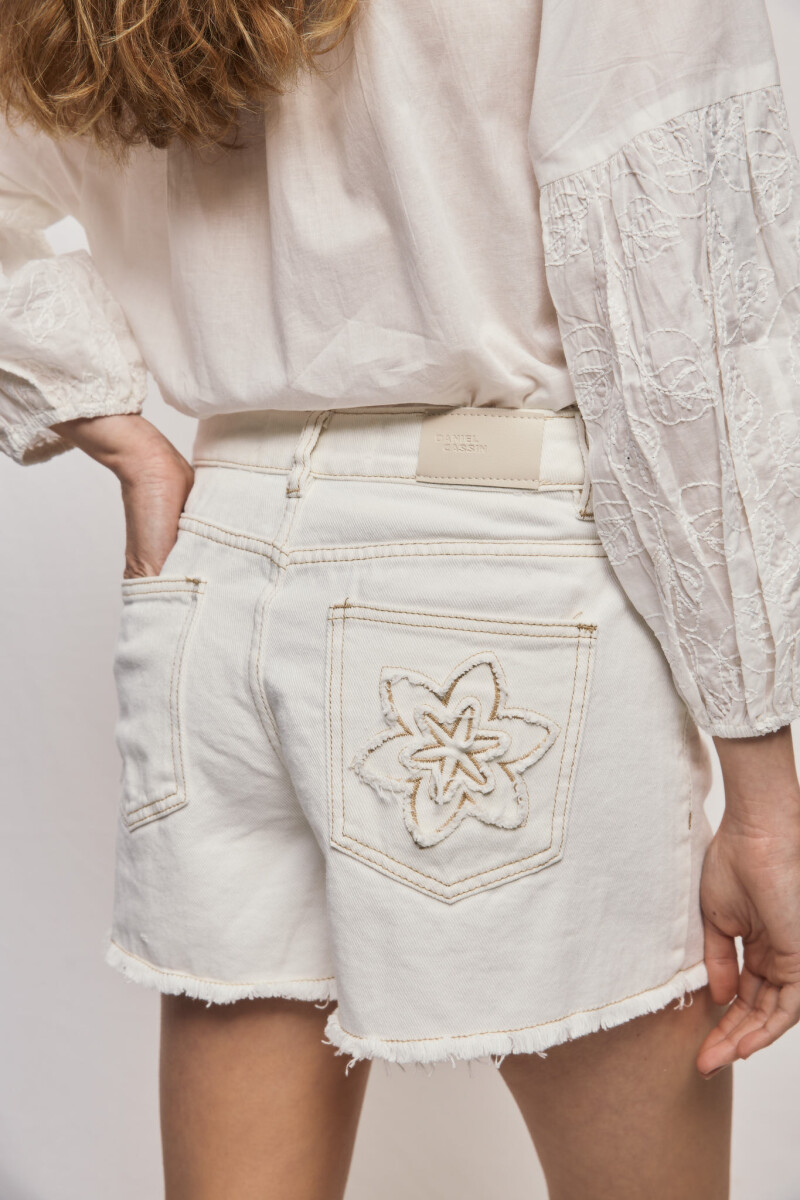 SHORT FLORE Blanco