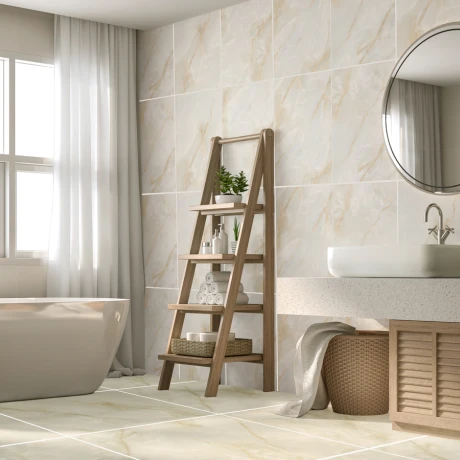 Ceramica Marmolado Beige Con Vetas 61X61Cm Piso GAMAS DE BEIGE