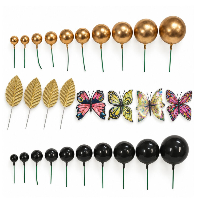 Topper Mariposas y Esferas Negro
