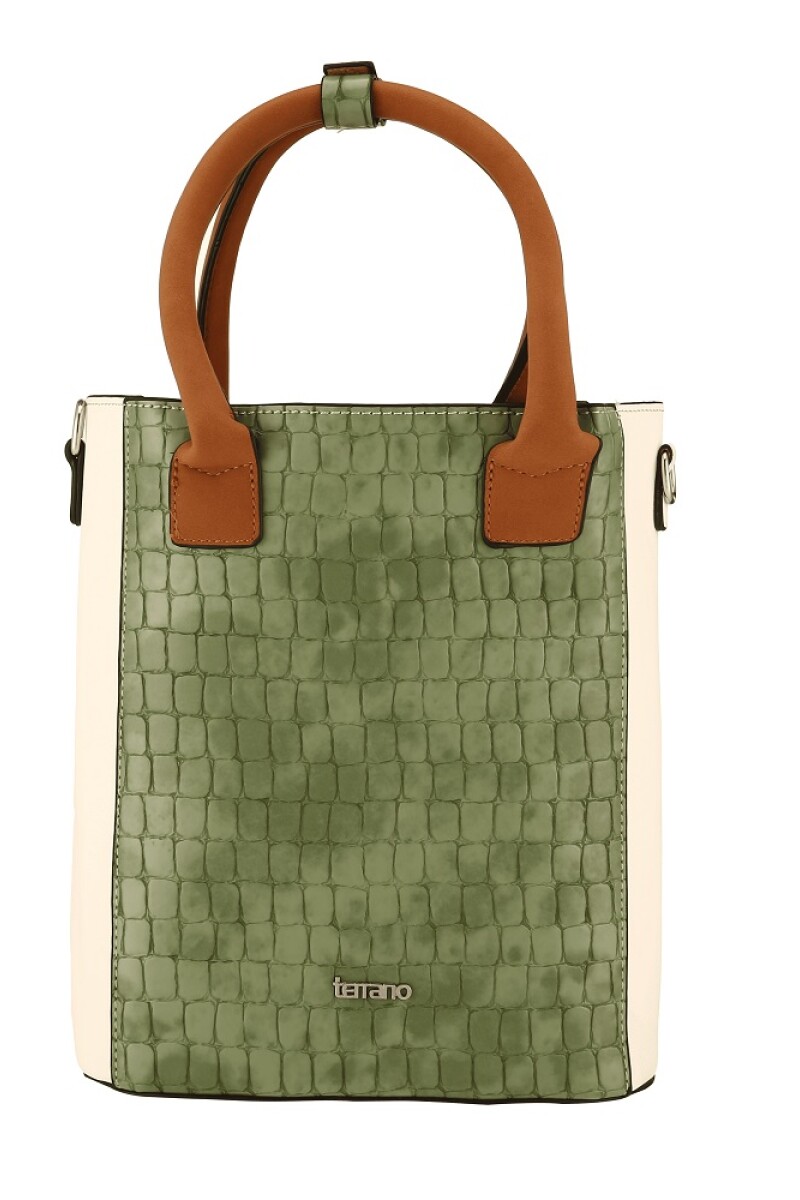 CARTERA MATERA TERRANO DE MANO VERDE Y BLANCO
