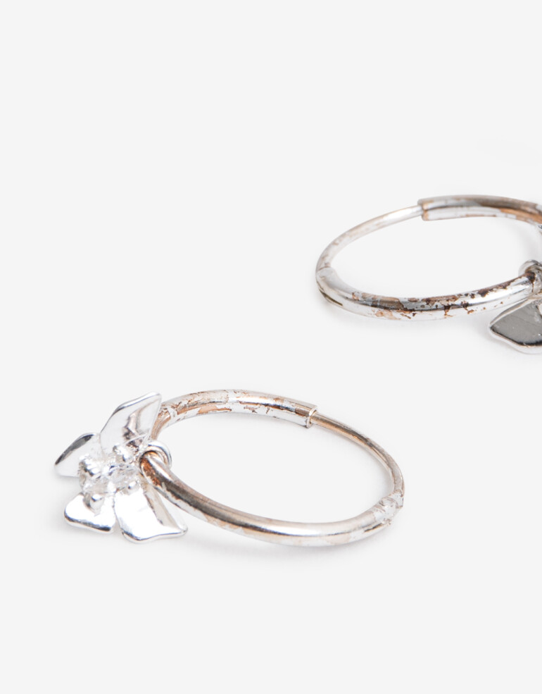 Aros Argollas Strass Argollas Plata 925 Con Cubic - Plateado