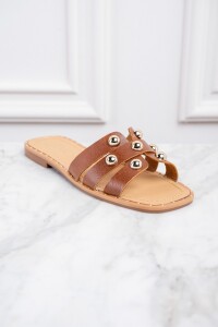 Sandalia Cuero Apliques Whisky