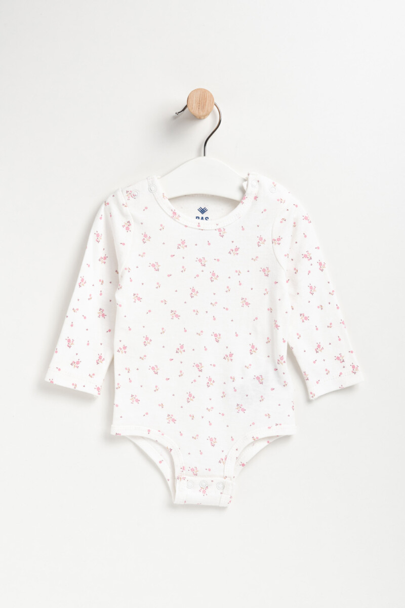 Body manga larga Floreado Blanco