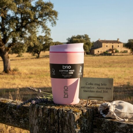 Vaso Térmico Brio Café Jarra Mug 350ml Acero Inoxidable Rosa