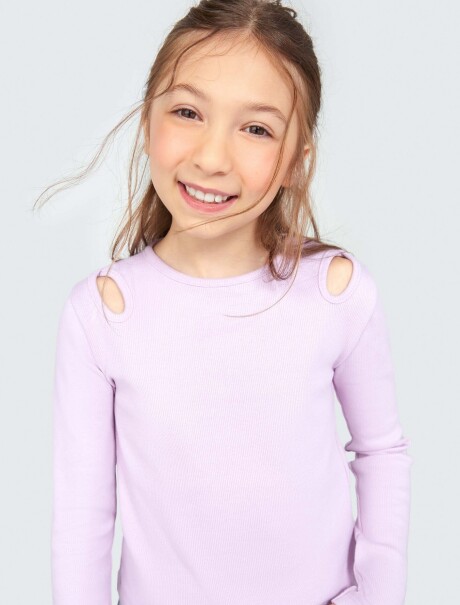 BLUSA INFANTIL EN TELA ACANALADA VIOLETA