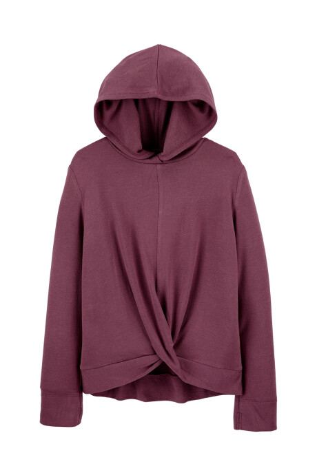 Remera de viscosa con capucha y lazo Sin color
