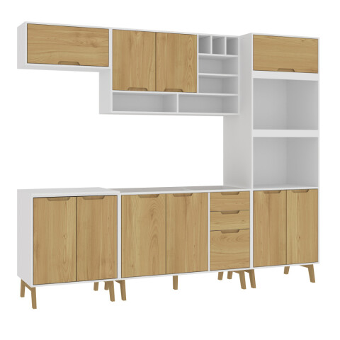 Kit de Cocina 5 Muebles, Alacena Multiusos, Bajo Mesada Aéreo con vinera, Mesada Alacena y Aéreo Melilla - MDP - MADERA - Blanco Kit de Cocina 5 Muebles, Alacena Multiusos, Bajo Mesada Aéreo con vinera, Mesada Alacena y Aéreo Melilla - MDP - MADERA - Blanco