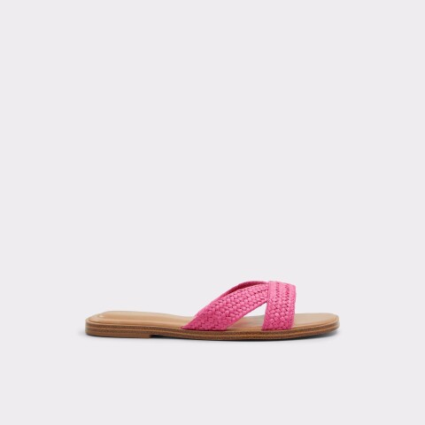 CARIA DARK GREEN RAFFIA TEXTILE BRIGHT PINK