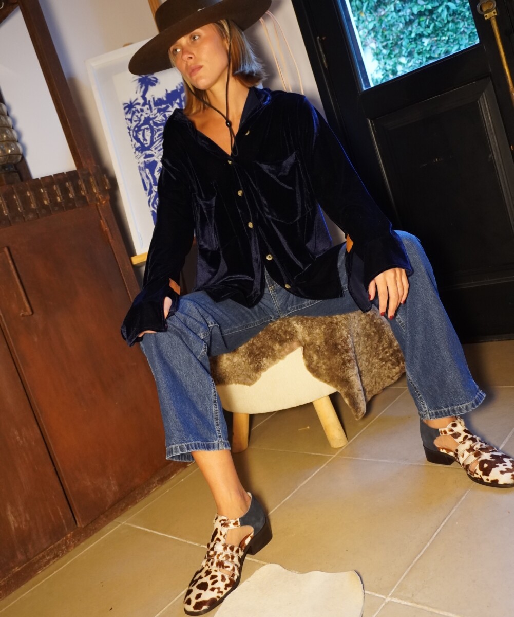 Sandalia Mallorquina - Cowhide / Azul 