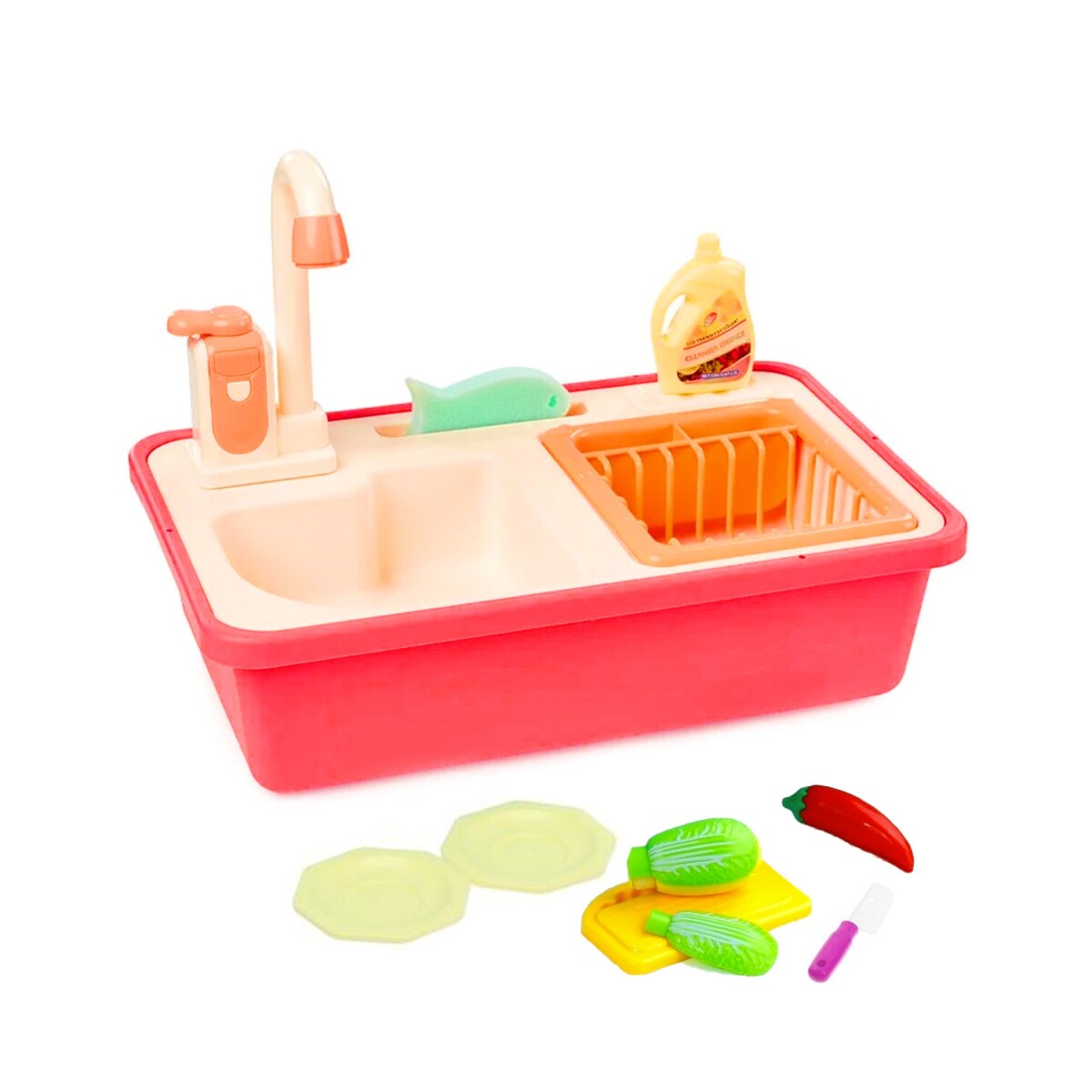 Juego Fregadero De Cocina Para Niños Con Accesorios Y Agua 