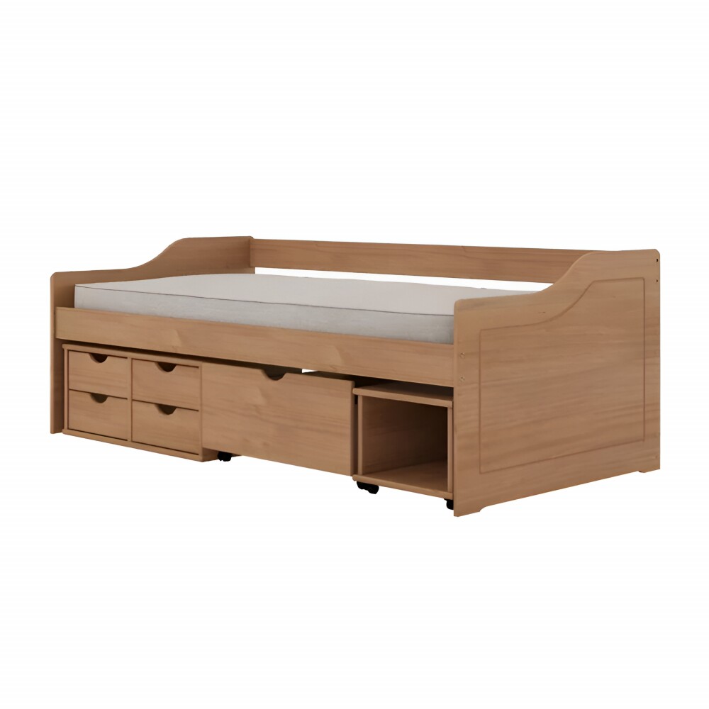 Cama Madera Maciza Con Cajones - 1 plaza - Linea floro Amendoa