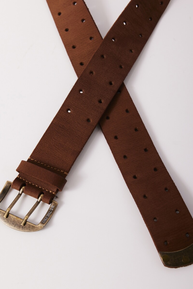 CINTURÓN DOBLE X Marron