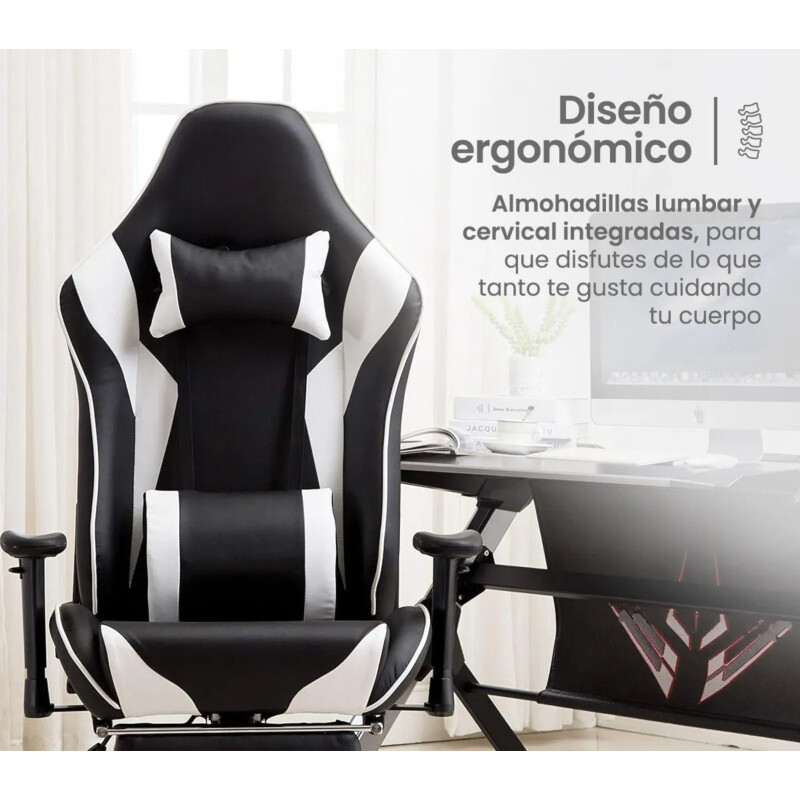 Silla Gamer Pro Giratoria Calidad Pc Players Gaming Play Blanco