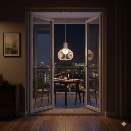 Lampara colgante jaula circular Blanca