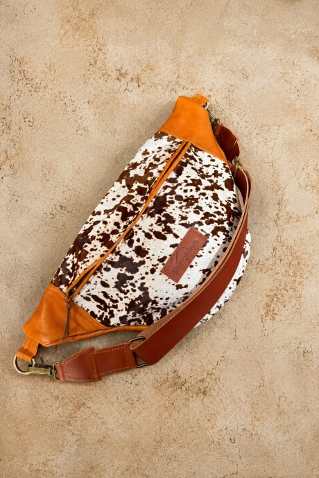 Leather Fanny Pack XL Print Chocolate