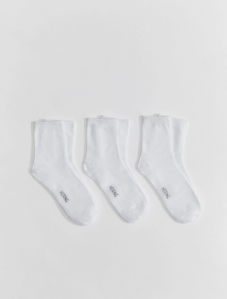 KIT DE 3 PARES DE MEDIAS UNISSEX LARGO MEDIO BLANCO