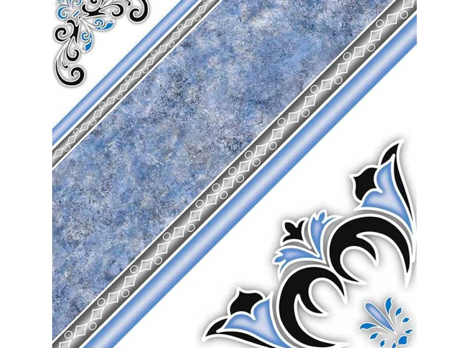 Ceramica Azul Geometrico Brillo Liso 45X45Cm Piso 