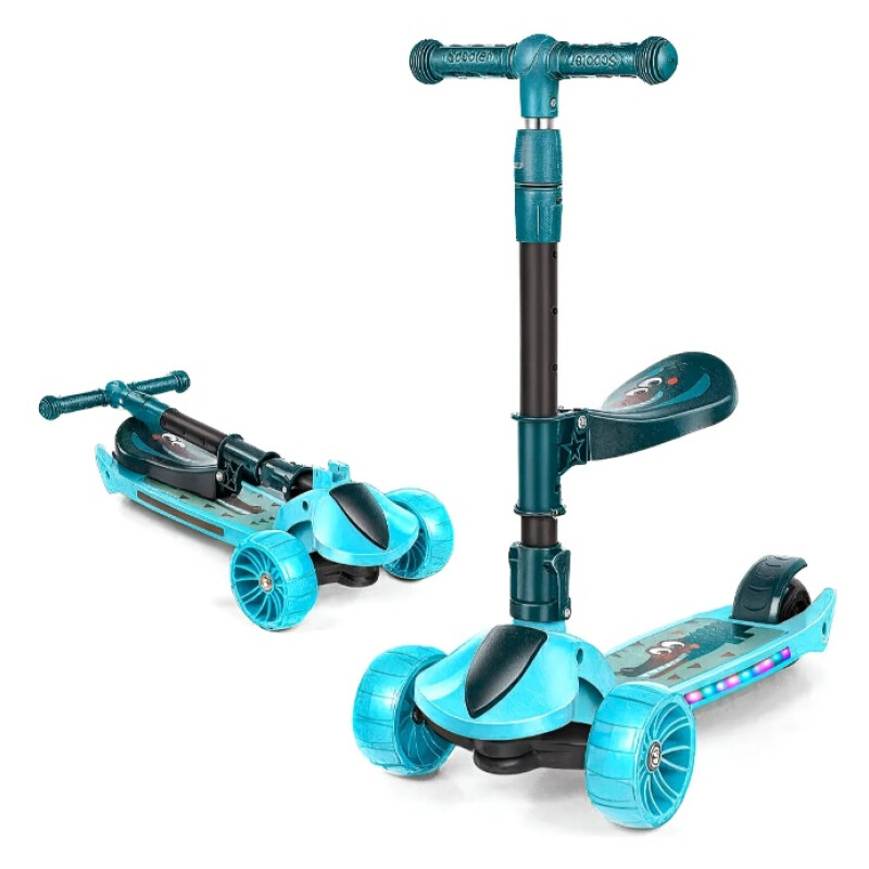 Monopatín Infantil3 Ruedas Para Niños Con Luces y Sonido Verde
