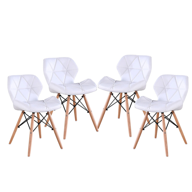 Set X4 Silla Victoria Eames acolchonada BLANCO