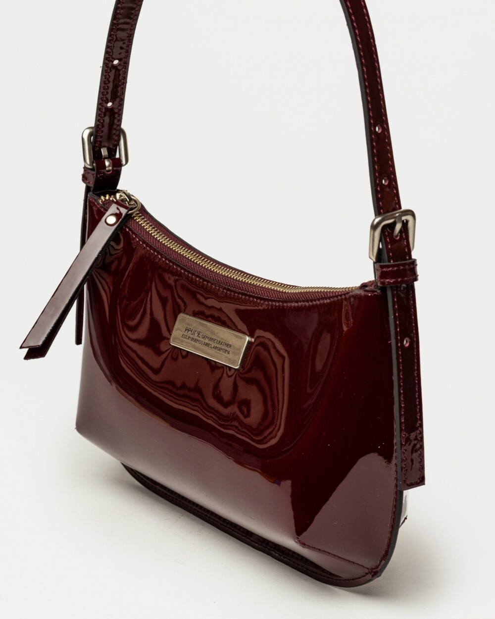 Cartera al hombro Mia en cuero Bordeaux